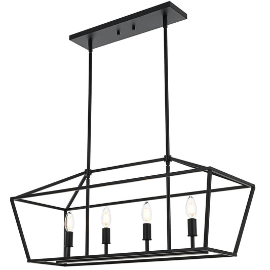 Rustic Chandelier for Dining Room, 32-Inches Width Pendant Lighting for Kitchen Island