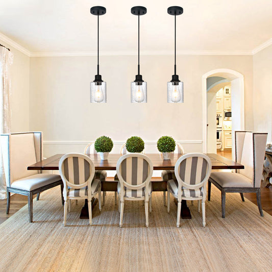 Modern Black 3-Pack Pendant Lights Adjustable Farmhouse Hanging Fixture for Kitchen Island, Dining Room & Bedroom Inclined Ceiling Compatible