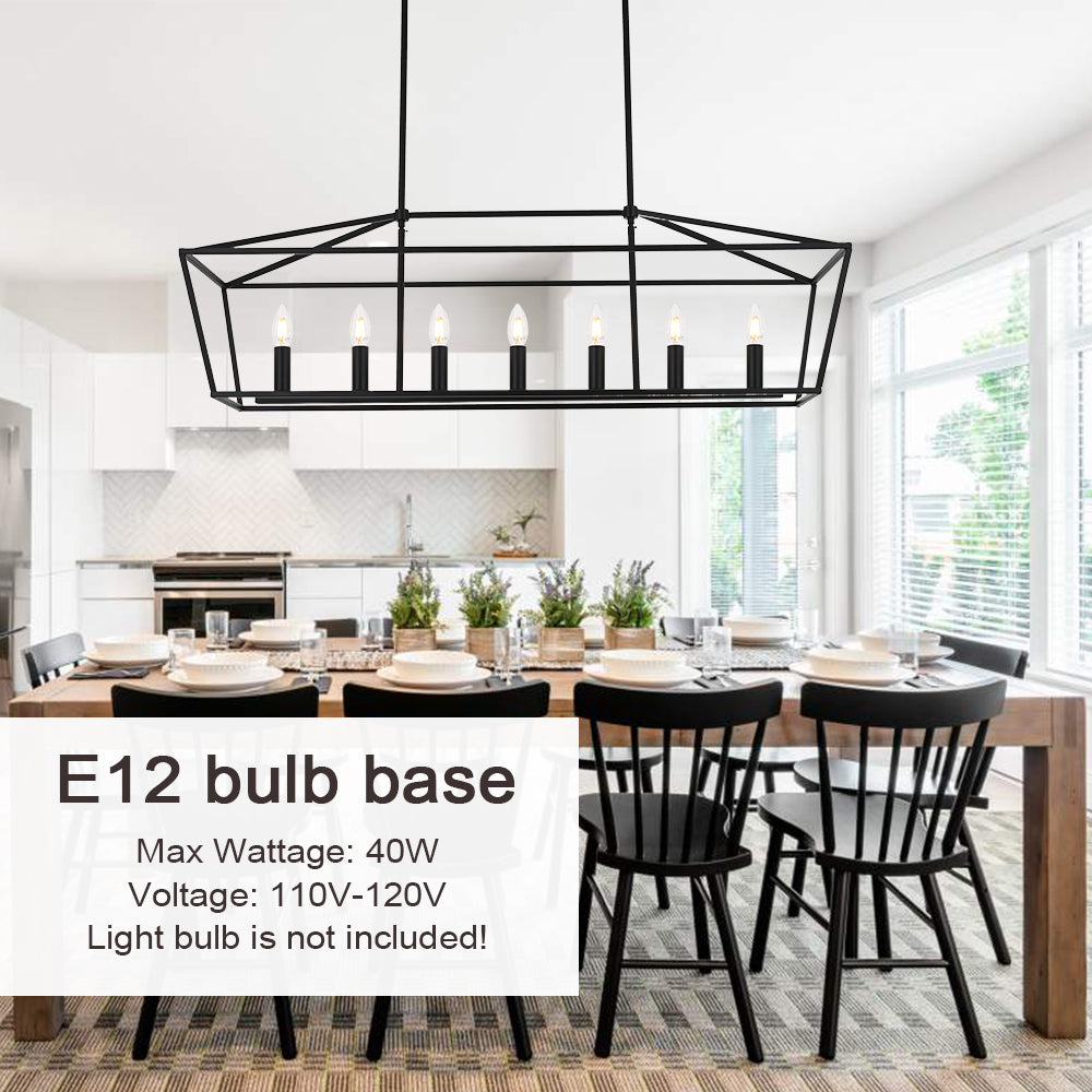 Melucee Hugo Farmhouse Chandeliers, Dining Room Light Fixtures E12 Base