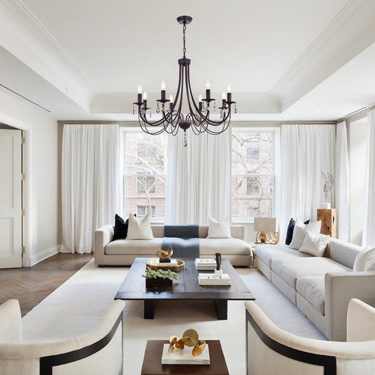 Farmhouse Chandeliers 8 Lights Oil Rubbed Bronze Pendant Lighting Dining Room Light Fixtures Modern Crystal Ceiling Light Fixtures