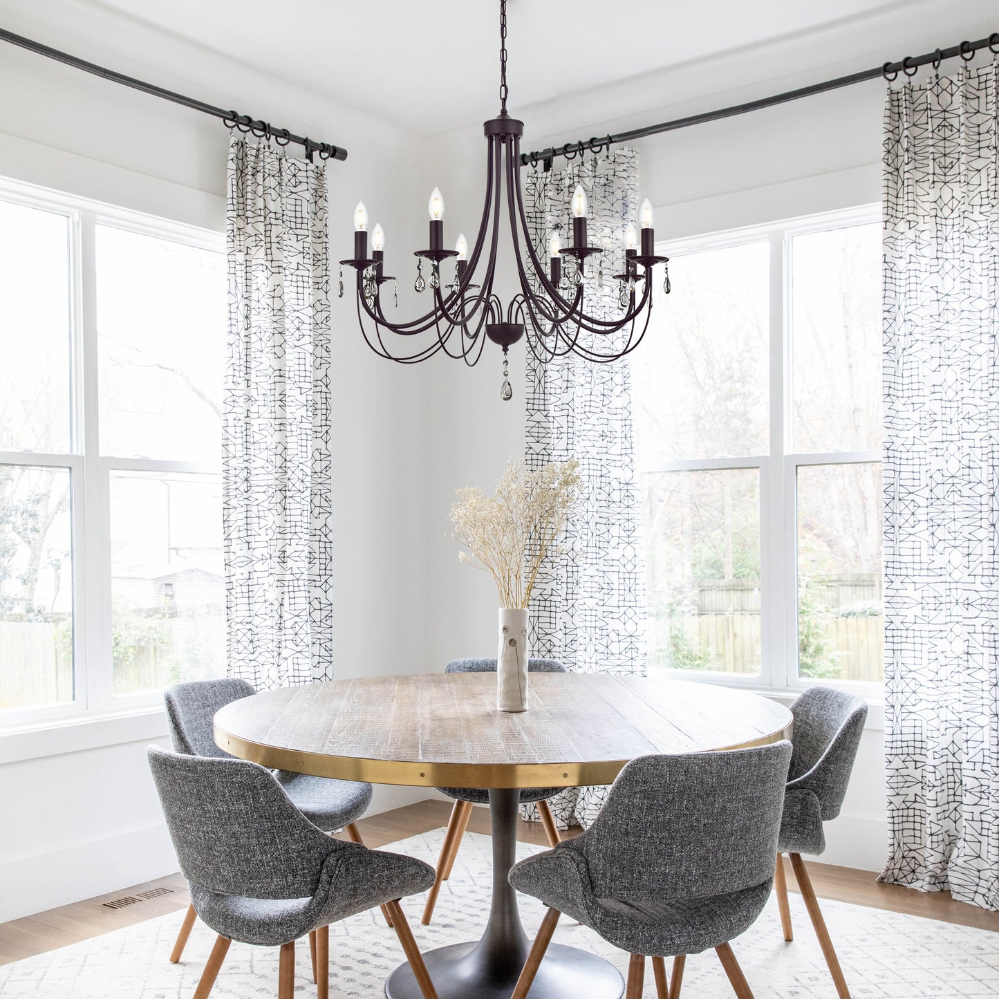 Farmhouse Chandeliers 8 Lights Oil Rubbed Bronze Pendant Lighting Dining Room Light Fixtures Modern Crystal Ceiling Light Fixtures