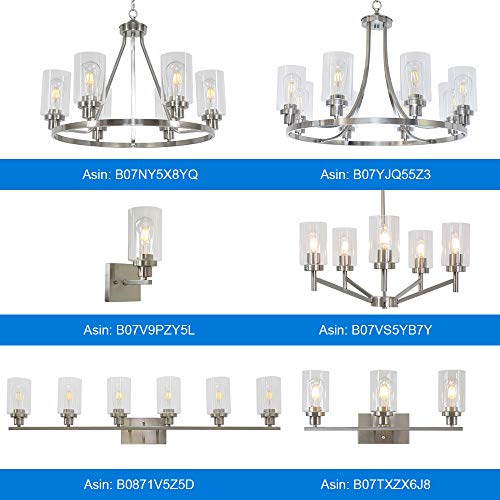 Modern Bathroom Vanity Light Fixtures 6-Light Brushed Nickel Contemporary Wall Light with Glass Shade for Kitchen Living Room Bedroom