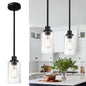 Pendant Light Fixture Black, 1-Light Modern Hanging Lighting Over Table, Adjustable Kitchen Island Lighting for Hallway Bedroom Office Bar