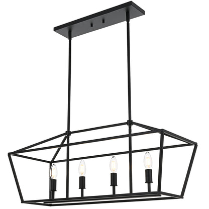 Rustic Chandelier for Dining Room, 32-Inches Width Pendant Lighting for Kitchen Island