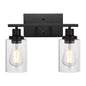 2-Light Black Wall Sconce Industrial Vintage with Clear Glass Shade and Metal Base, Bathroom Vanity Lights Hallway Light Fixture Sconces Wall Lighting