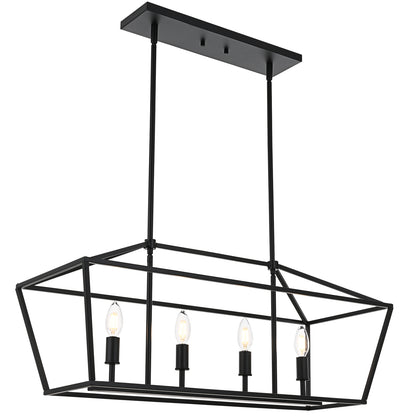 Rustic Chandelier for Dining Room, 32-Inches Width Pendant Lighting for Kitchen Island
