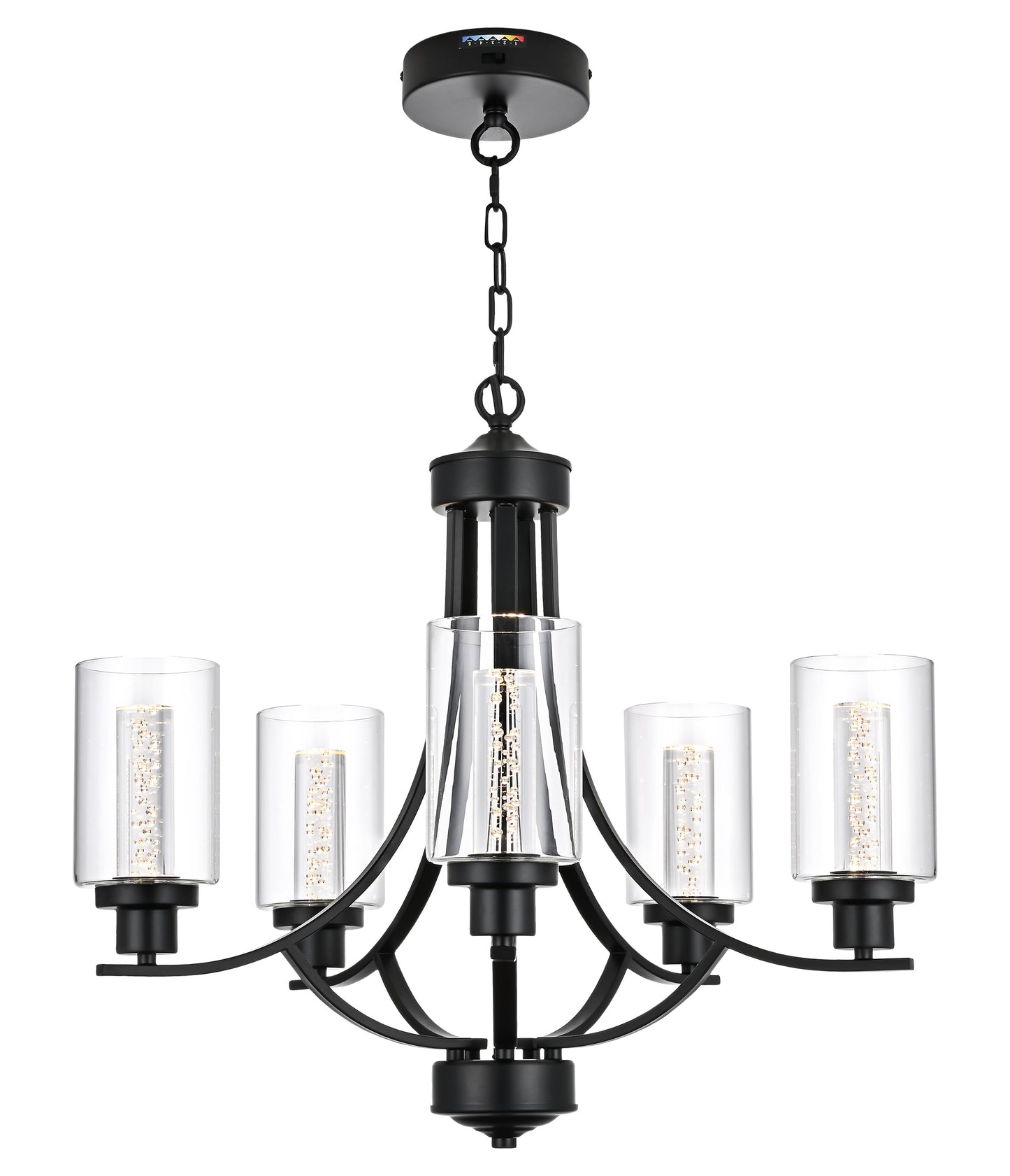 Melucee Reid Pendant Light with Clear Glass Shade, Built-in LED Chips, 5CCT Adjustable