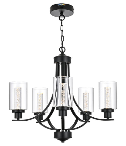 Melucee Reid Pendant Light with Clear Glass Shade, Built-in LED Chips, 5CCT Adjustable