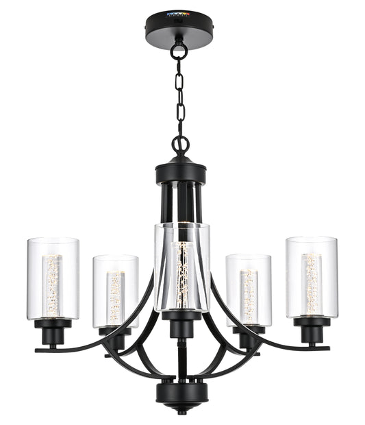 Melucee Reid Pendant Light with Clear Glass Shade, Built-in LED Chips, 5CCT Adjustable