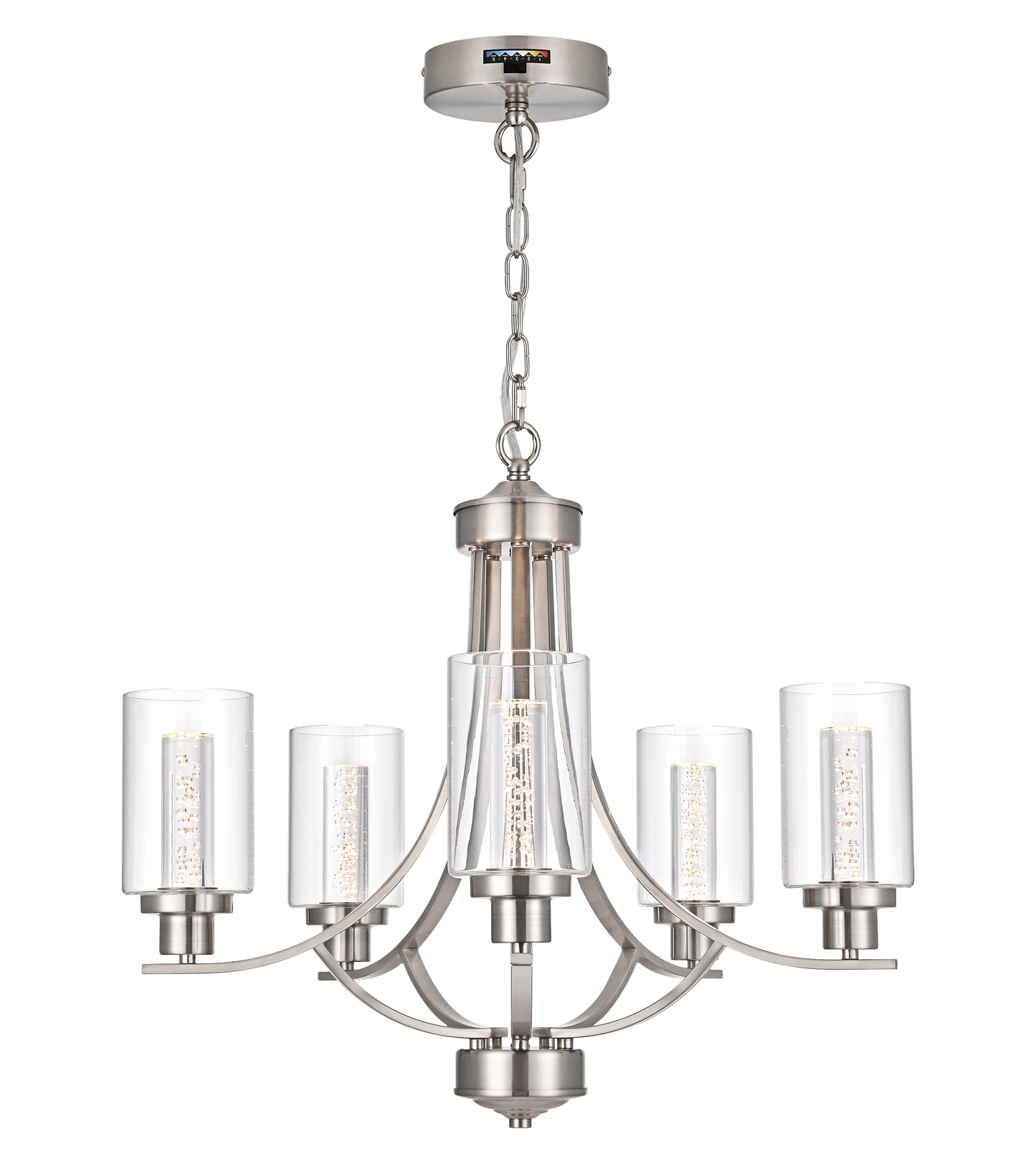 Melucee Reid Pendant Light with Clear Glass Shade, Built-in LED Chips, 5CCT Adjustable