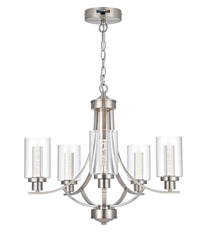 Melucee Reid Pendant Light with Clear Glass Shade, Built-in LED Chips, 5CCT Adjustable