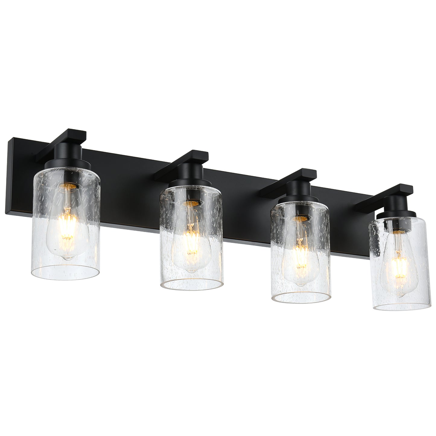 Bathroom Vanity Light Fixtures 4-Lights Seeded Glass Cylinder Shade Modern Farmhouse Wall Sconce Lighting Bath Vanity Lights Over Mirror