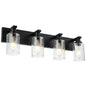 Bathroom Vanity Light Fixtures 4-Lights Seeded Glass Cylinder Shade Modern Farmhouse Wall Sconce Lighting Bath Vanity Lights Over Mirror