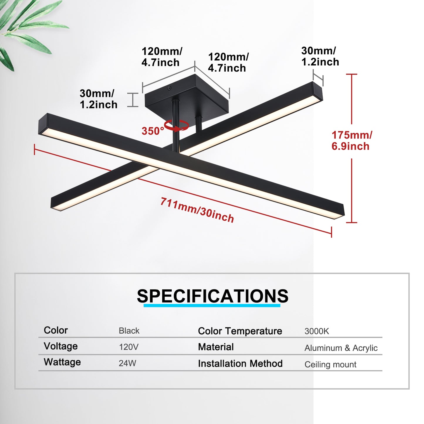 Modern Glamour Metal & Acrylic Ceiling Light – Adjustable Dual-Direction Design for Bathroom Elegance