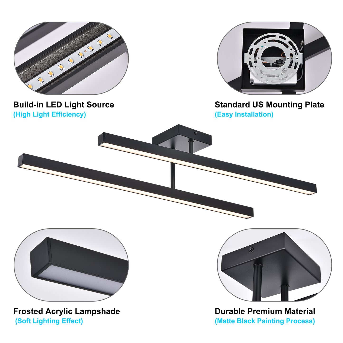 Modern Glamour Metal & Acrylic Ceiling Light – Adjustable Dual-Direction Design for Bathroom Elegance