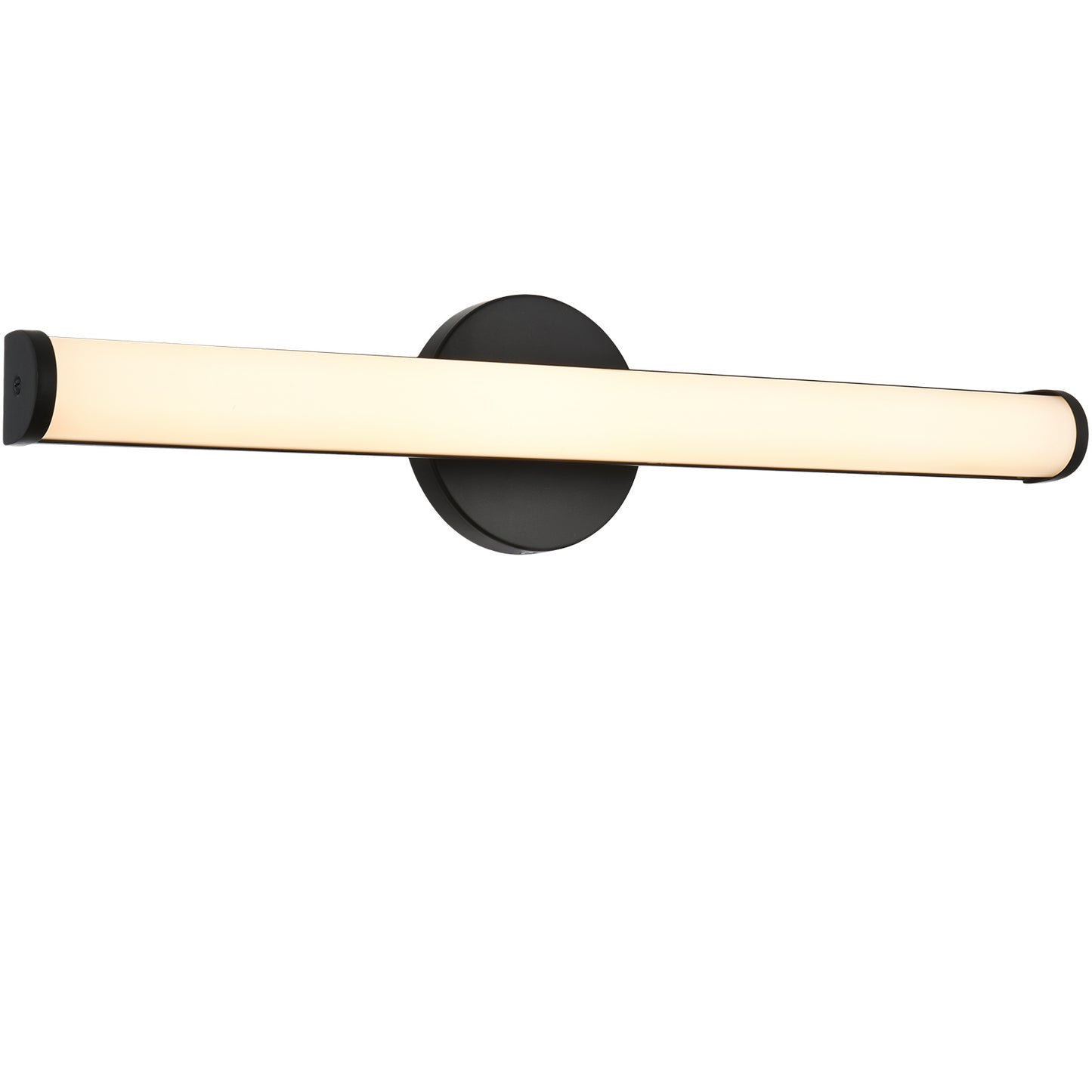 24-Inch Matte Black LED Vanity Light – 3000K Warm White, Frosted Acrylic Lampshade – Wall Mounted Bathroom Sconce for Mirror, Kitchen, Bedroom