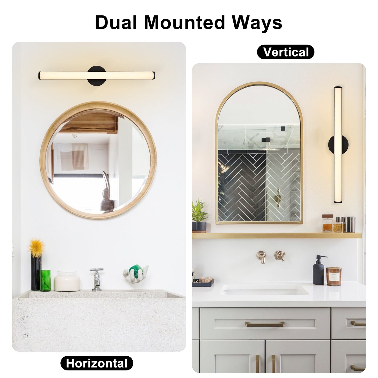 30-Inch Matte Black LED Vanity Light – 3000K Warm White, Frosted Acrylic Lampshade – Wall Mounted Bathroom Sconce for Mirror, Kitchen, Bedroom