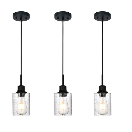 Modern Black 3-Pack Pendant Lights Adjustable Farmhouse Hanging Fixture for Kitchen Island, Dining Room & Bedroom Inclined Ceiling Compatible