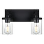 2 Light Bathroom Light Fixtures,Vintage Wall Vanity Light Metal Wall Mount Lamp with Clear Glass in Black Finish Wall Sconces Lighting for Powder Room, Hallway, Kitchen, Mirror, Laundry Room