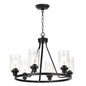 6-Light Glass Chandelier Farmhouse Lighting, Kitchen Island Lighting Dining Room Light Fixtures Hanging Glass Pendant Light Oil Rubbed Bronze Finished