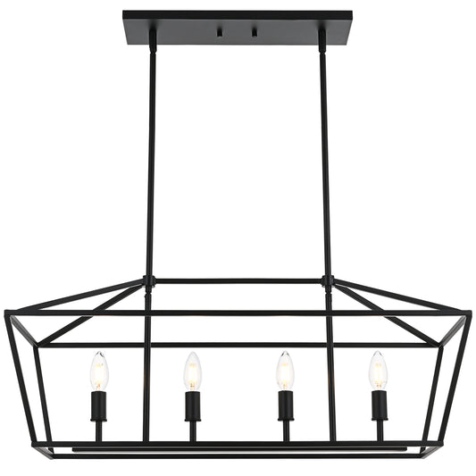 Rustic Chandelier for Dining Room, 32-Inches Width Pendant Lighting for Kitchen Island