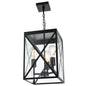 Large Outdoor Pendant Light, Black Exterior Ceiling Porch Light with Seeded Glass Panel, Outdoor Chandelier Hanging Lantern for Garage Entryway Patio Front Door