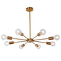 Mid-Century Sputnik Chandelier – Brass Durable Metal Finish for Sloped Ceilings 8 Adjustable Lights