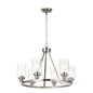 6 Lights Round Chandelier Brushed Nickel Island Lighting Dining Room Lighting Fixtures Hanging Glass Pendant Light for Kitchen Living Room Bedroom