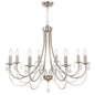 Crystal Chandeliers 8 Lights Brushed Nickel Chandelier Mid Century Ceiling Lighting Dining Room Light Fixtures Elegant Pendant Lighting for Dining Room