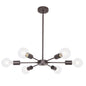 Modern Oil Rubbed Bronze Sputnik Chandelier – 6-Light Adjustable Ceiling Fixture for Vaulted Ceilings E26 Bulb Base