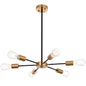 Modern Black Brass Sputnik Chandelier – 6-Light Adjustable Ceiling Fixture for Vaulted Ceilings E26 Bulb Base