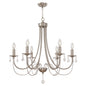 Brushed Nickel Chandeliers 6 Lights Crystal Chandelier Modern Candle Pendant Light Fixtures Elegant Ceiling Hanging Lights for Dining Room Living Room