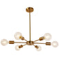 Modern Brass Sputnik Chandelier – 6-Light Adjustable Ceiling Fixture for Vaulted Ceilings E26 Bulb Base