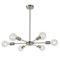 Modern Brushed Nickel Sputnik Chandelier – 6-Light Adjustable Ceiling Fixture for Vaulted Ceilings E26 Bulb Base