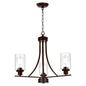 3 Lights Oil-Rubbed Bronze Traditional Chandelier Rustic Kitchen Island Lighting Fixtures Hanging Clear Glass Cylinder Pendant Lights Classic Ceiling Light for Dining Room Bedroom Foyer
