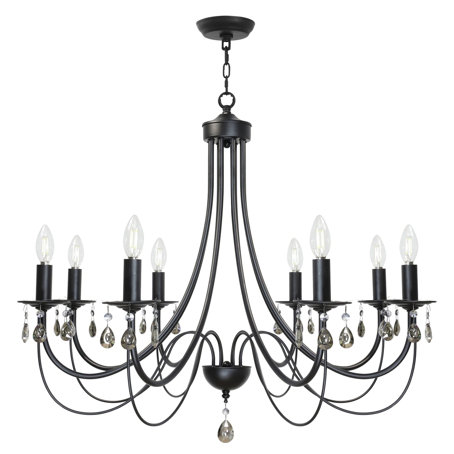 Crystal Chandeliers 8 Lights Black Chandelier Mid Century Ceiling Lighting Dining Room Light Fixtures Elegant Pendant Lighting for Dining Room
