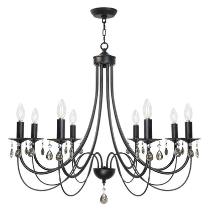 Crystal Chandeliers 8 Lights Black Chandelier Mid Century Ceiling Lighting Dining Room Light Fixtures Elegant Pendant Lighting for Dining Room
