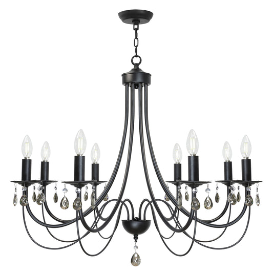 Crystal Chandeliers 8 Lights Black Chandelier Mid Century Ceiling Lighting Dining Room Light Fixtures Elegant Pendant Lighting for Dining Room