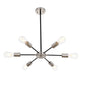 Modern Black Brushed Nickel Sputnik Chandelier – 6-Light Adjustable Ceiling Fixture for Vaulted Ceilings E26 Bulb Base