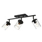 Black Adjustable Track Light Fixture – Modern 3-light Clear Glass Shade Vanity Track Lights with Flexible Heads Wall Mounted