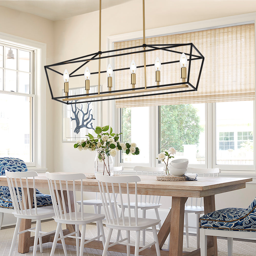 Rustic Chandelier for Dining Room, 32-Inches Width Pendant Lighting for Kitchen Island