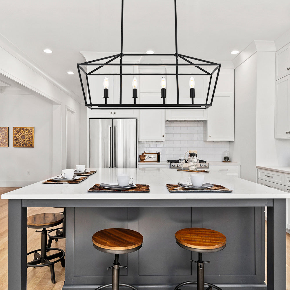 Rustic Chandelier for Dining Room, 32-Inches Width Pendant Lighting for Kitchen Island