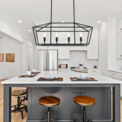 Rustic Chandelier for Dining Room, 32-Inches Width Pendant Lighting for Kitchen Island