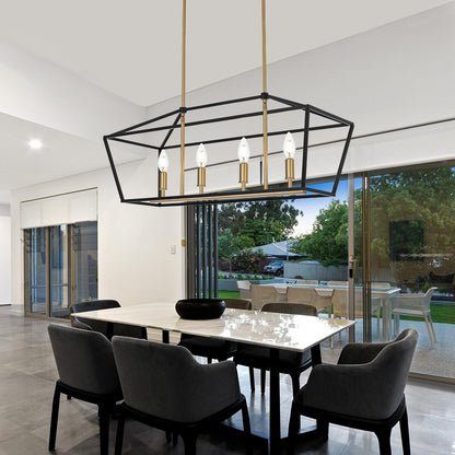 Rustic Chandelier for Dining Room, 32-Inches Width Pendant Lighting for Kitchen Island