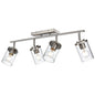 Brushed Nickel Adjustable Track Light Fixture – Modern 4-light Clear Glass Shade Vanity Track Lights with Flexible Heads Wall Mounted