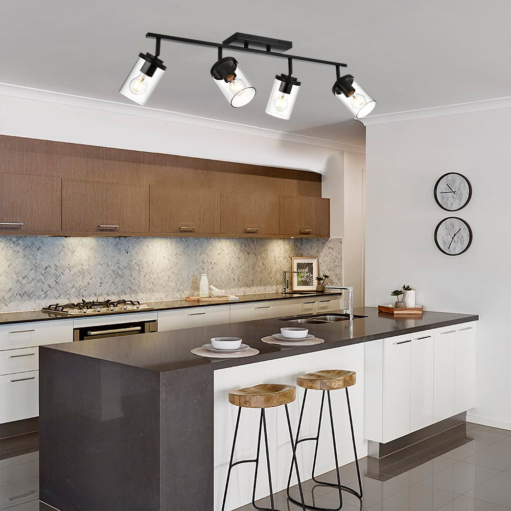 Black Adjustable Track Light Fixture – Modern 4-light Clear Glass Shad –  Lighting Casa, image size:1000x1000