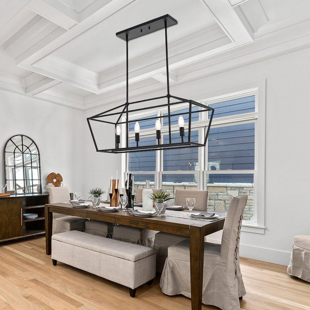 Rustic Chandelier for Dining Room, 32-Inches Width Pendant Lighting for Kitchen Island