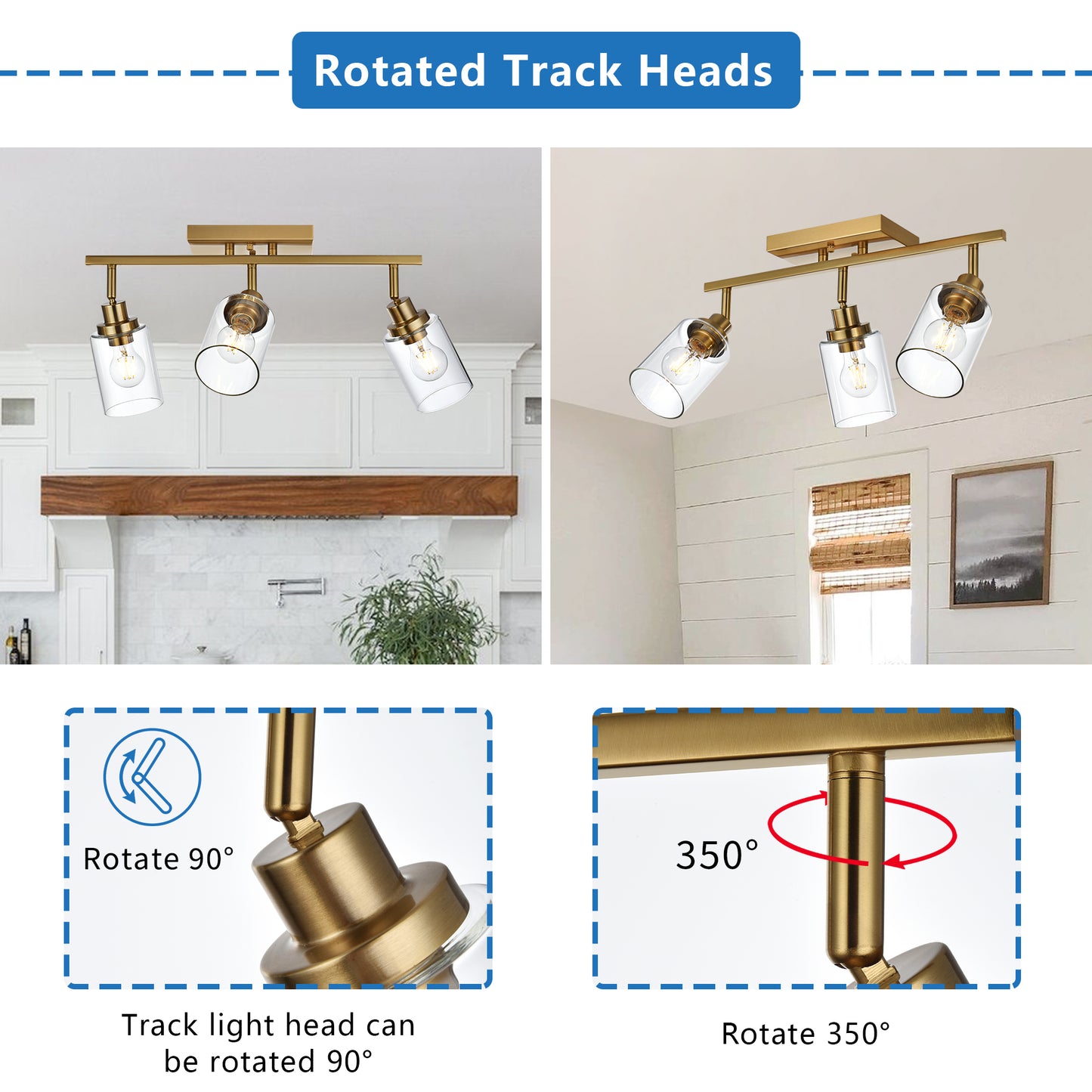 Melucee Adrian Flush Mount Ceiling Light Rotatable Track Lighting Kit
