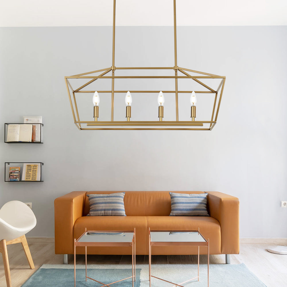 Rustic Chandelier for Dining Room, 32-Inches Width Pendant Lighting for Kitchen Island