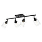 Bathroom Vanity Light 4 Light Track Lighting Fixtures Black, Ceiling Lighting Fixtures with Rotatable Track Head for Hallway Porch Foyer Bath Storage, Clear Glass Shade